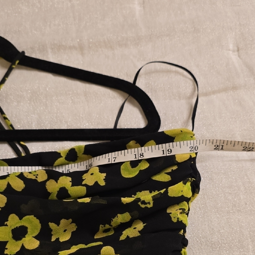 WAYF Strapless Dress with Green Floral Pattern XL - Picture 10 of 16